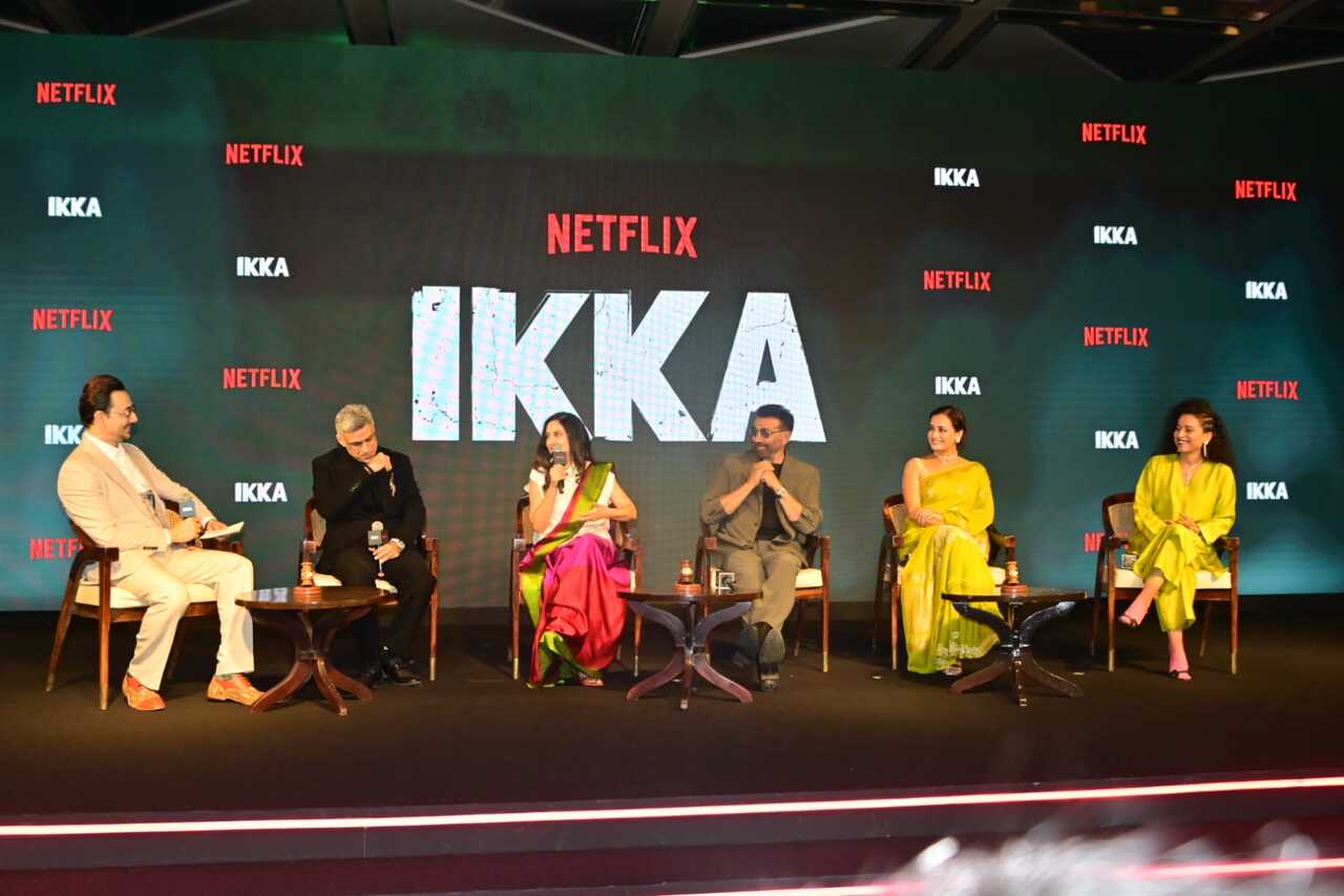 The team of Ikka, including director Siddharth P. Malhotra, Netflix India Vice President Monika Shergil, and the cast Sunny Deol, Dia Mirza and Tillotama Shome were seen having a chat at the film's trailer launch.